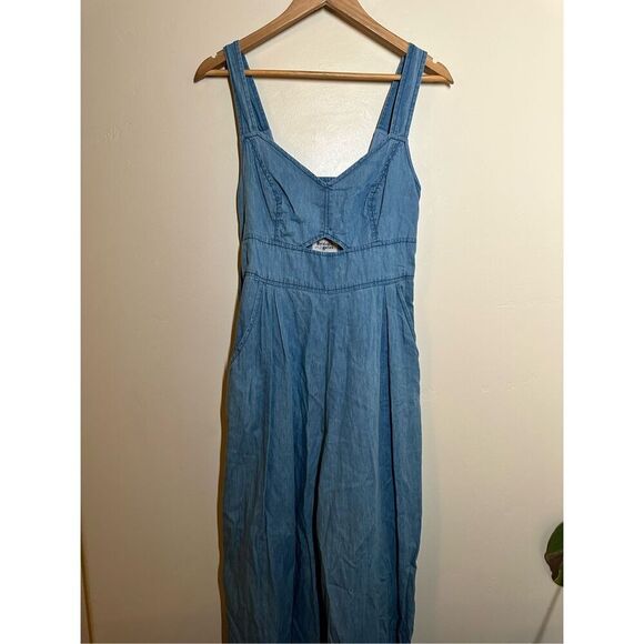 Anthropologie Holding Horses Denim Cutout Jumpsuit Size 6 - Picture 3 of 7